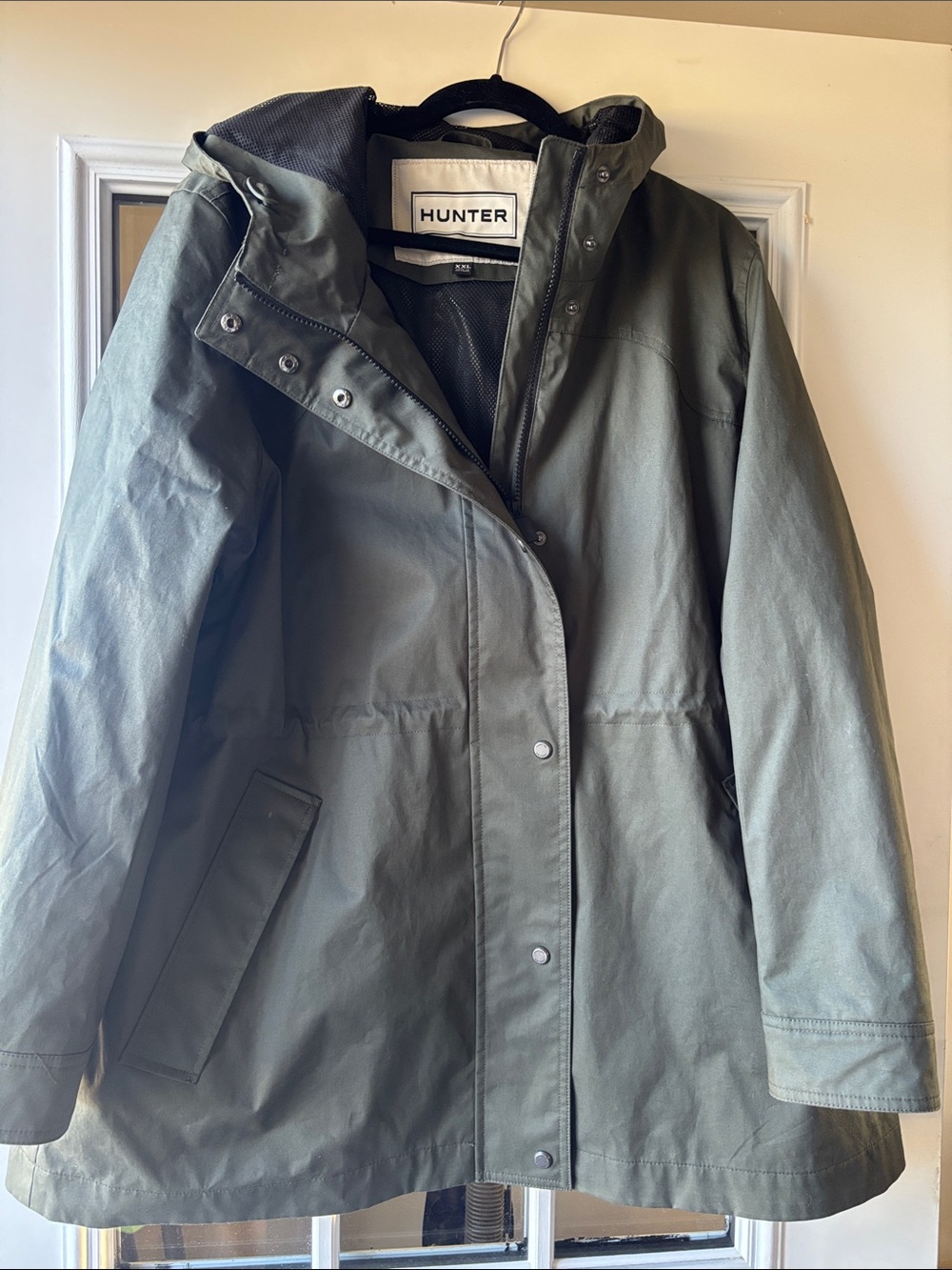 Hunter Olive Green Hooded Trench Coat